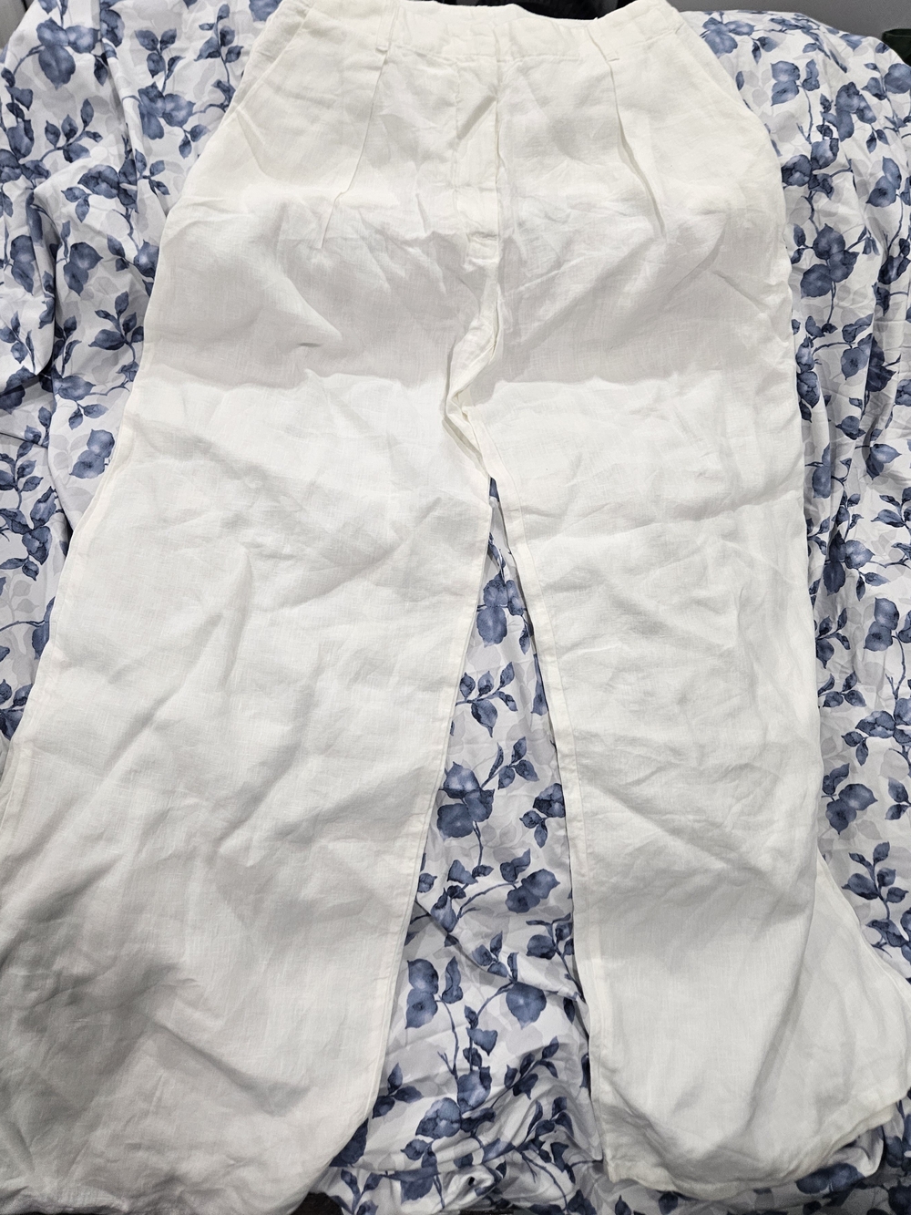 Tomas Maier Women's Wide-Leg 100% Linen Pants in White made in Italy